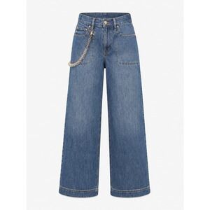 Cult GAIA GAP Wide Leg High Rise Denim Jeans Chain Size 28 6R NWT Streetwear Y2K